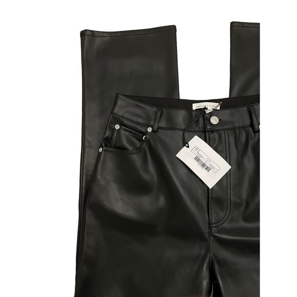 Grey Lab Womens NEW Black Faux Leather Straight Leg Pants M - Picture 4 of 7